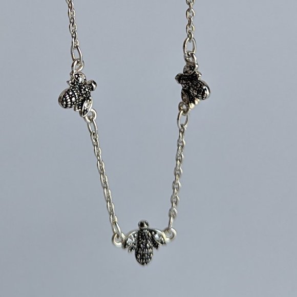Bee Choker Necklace Sterling Silver 8.5" - Picture 2 of 9